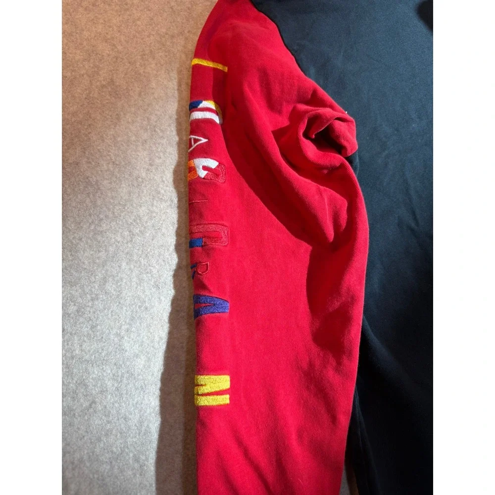 Jordan Mens Long‎ Sleeve Colorblock T-Shirt Black Red Purple Embroidered Large